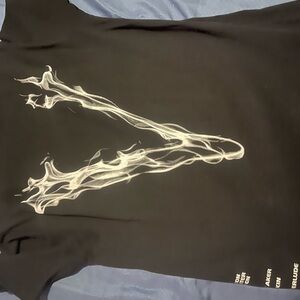 VLONE Black Tee with White Smoke Design